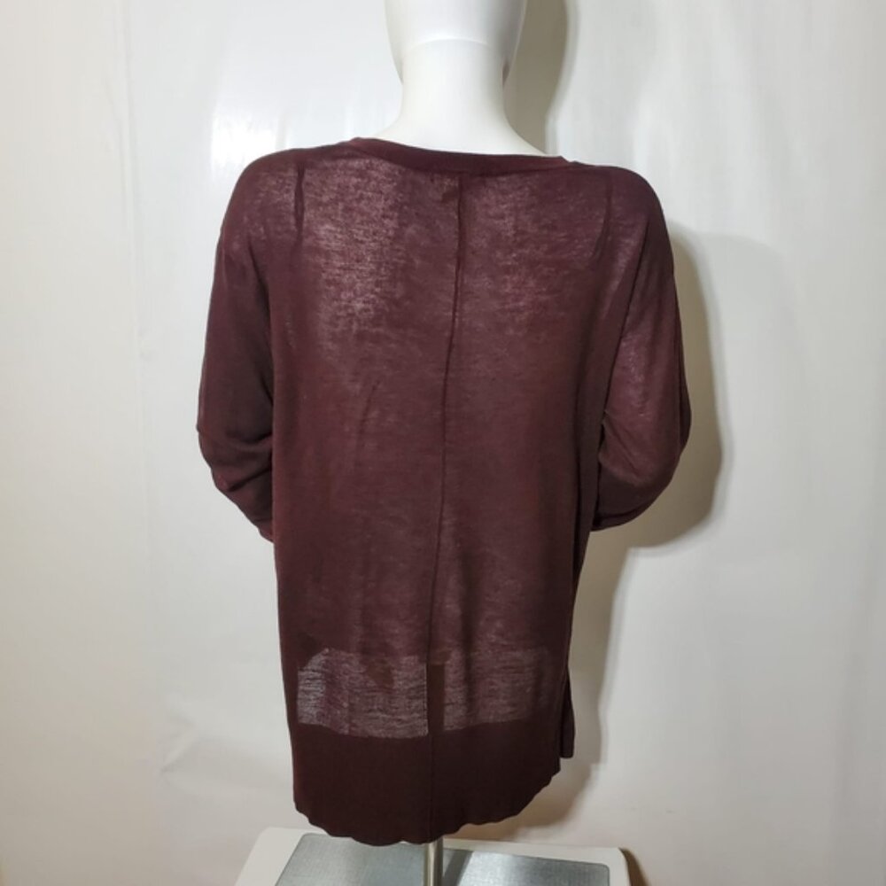 H&M Women Sweater XS Burgundy Lightweight Crewneck Soft Flowy Casual Top - Picture 4 of 6